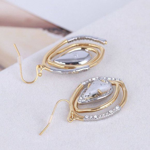 New Alexis Bittar Spiral Gold Crystal Earrings - Picture 2 of 8